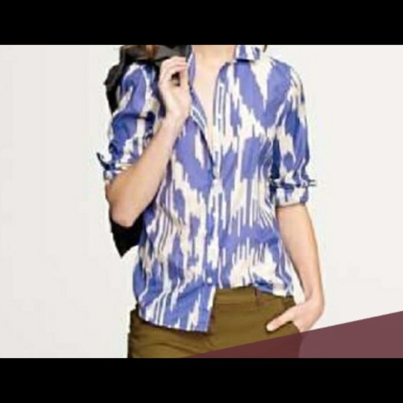 J.Crew Silk Blend Ikat Perfect Shirt - Picture 2 of 6